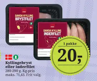 Dagli'Brugsen Kyllingebryst eller inderfilet tilbud