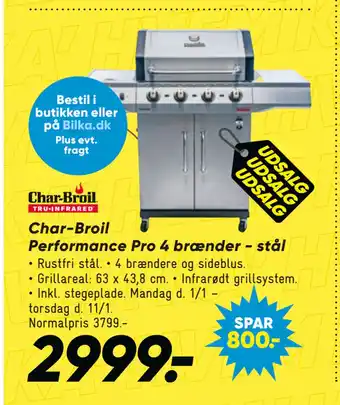 Bilka Char-broil performance pro 4 brænder - stål tilbud