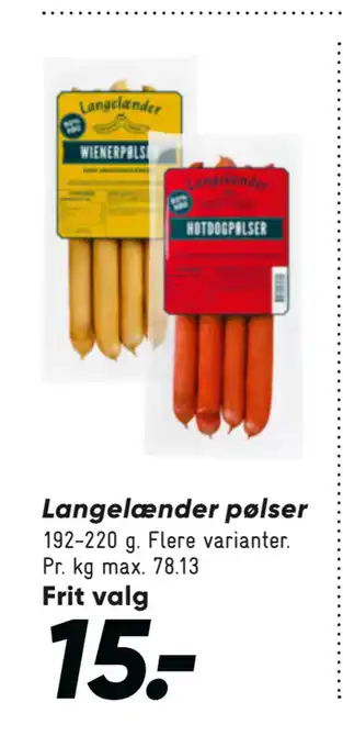 Bilka Langelænder pølser tilbud