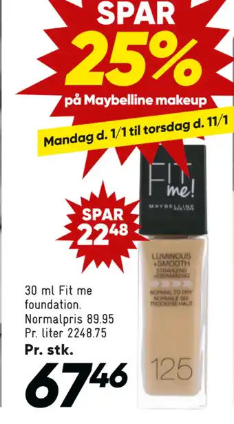 Bilka 30 ml fit me foundation tilbud