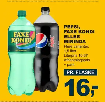 Let-Køb Pepsi, faxe kondi eller mirinda tilbud