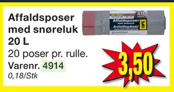 Affaldsposer med snøreluk 20 l