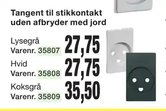 Harald Nyborg Tangent til stikkontakt uden afbryder med jord tilbud