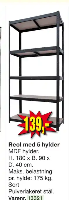 Harald Nyborg Reol med 5 hylder tilbud