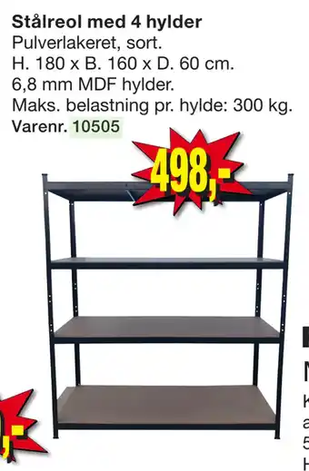 Harald Nyborg Stålreol med 4 hylder tilbud