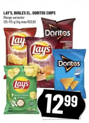 Løvbjerg LAY'S, BUGLES EL. DORITOS CHIPS tilbud