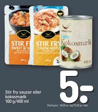 REMA 1000 Stir fry saucer eller kokosmælk 100 g/400 ml tilbud