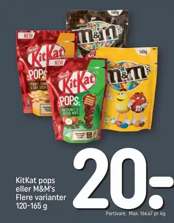REMA 1000 KitKat pops eller M&M's tilbud
