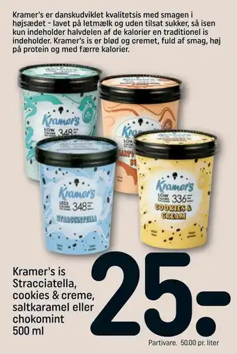REMA 1000 Kramer's is Stracciatella, cookies & creme, saltkaramel eller chokomint tilbud