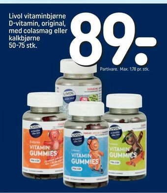Livol vitaminbjørne D-vitamin, original, med colasmag eller kalkbjørne