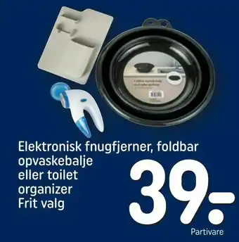 Elektronisk fnugfjerner, foldbar opvaskebalje eller toilet organizer