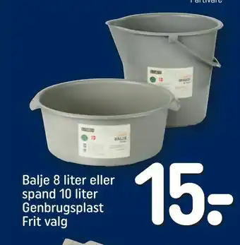 REMA 1000 Balje 8 liter eller spand 10 liter Genbrugsplast tilbud