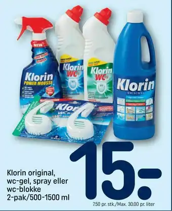 REMA 1000 Klorin original, wc-gel, spray eller wc-blokke tilbud