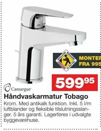 Bauhaus Håndvaskarmatur Tobago tilbud