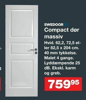 Bauhaus Compact dør massiv tilbud