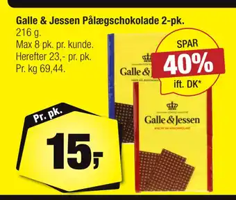 Calle Galle & jessen pålægschokolade 2-pk tilbud
