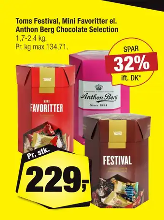 Calle Toms festival, mini favoritter el. anthon berg chocolate selection tilbud