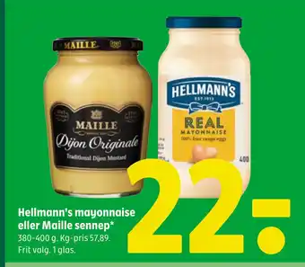 Coop 365 Hellmann's mayonnaise eller maille sennep tilbud