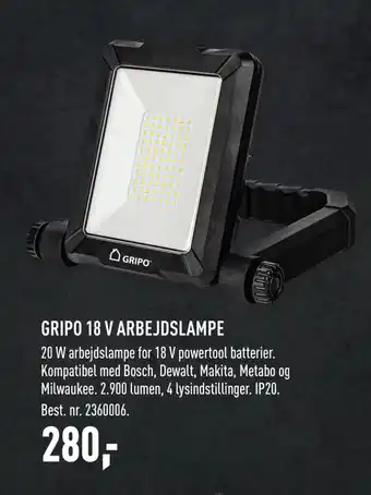 Johannes Fog Gripo 18 v arbejdslampe tilbud