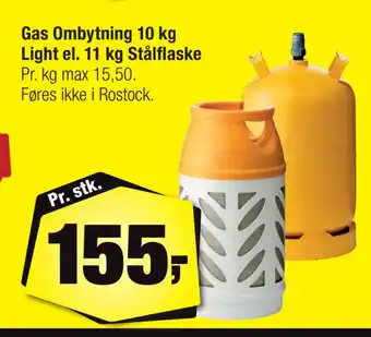 Calle Gas ombytning 10 kg light el. 11 kg stålflaske tilbud