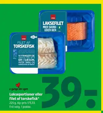 Coop 365 Lakseportioner eller filet af torskefisk tilbud
