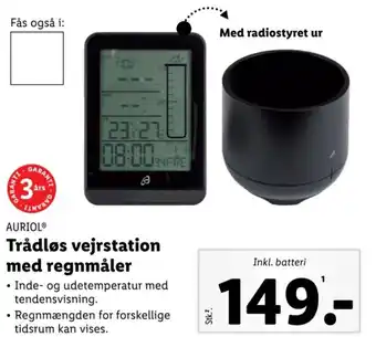 Lidl Trådløs vejrstation med regnmåler tilbud