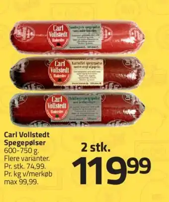 Fleggaard Carl Vollstedt Spegepølser tilbud