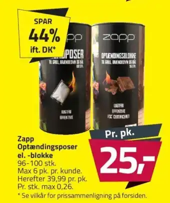 Fleggaard Zapp Optændingsposer el. -blokke tilbud