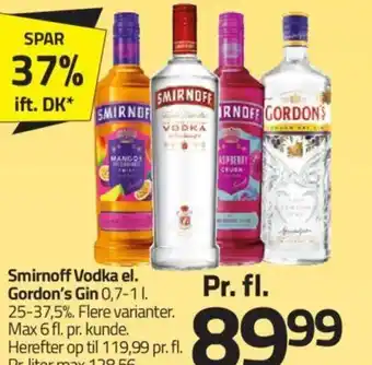 Fleggaard Smirnoff Vodka el. Gordon's tilbud