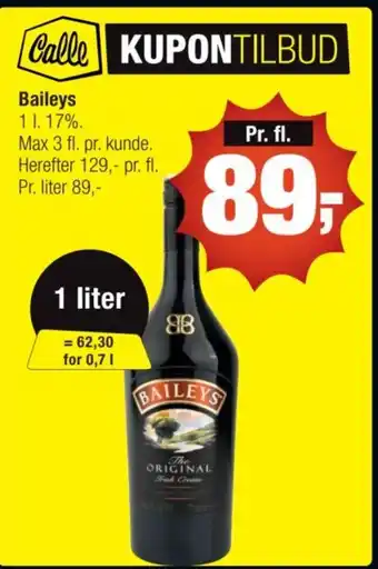 Calle Baileys 1 l. 17%. tilbud