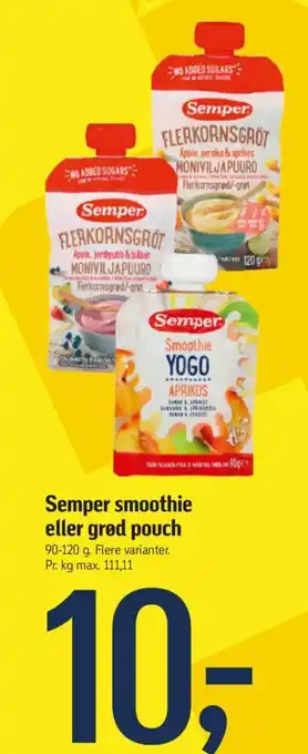 Føtex Semper smoothie eller grød pouch tilbud