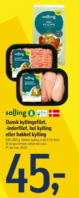 Føtex Dansk kyllingefilet, -inderfilet, hel kylling eller hakket kylling tilbud