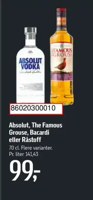Føtex Absolut, The Famous Grouse, Bacardi eller Råstoff tilbud