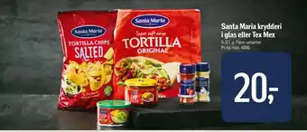 Føtex Santa Maria krydderi i glas eller Tex Mex tilbud