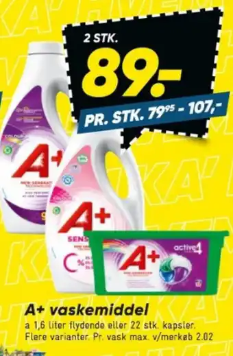 Bilka A+ vaskemiddel tilbud