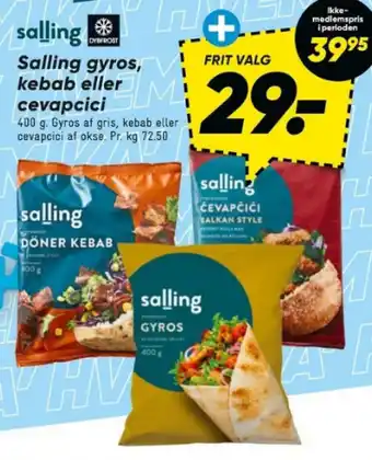 Bilka Salling gyros, kebab eller cevapcici tilbud