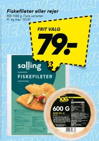 Bilka Fiskefileter eller rejer tilbud