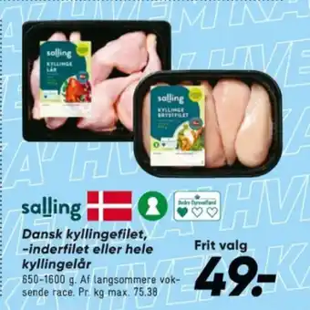 Bilka Dansk kyllingefilet, -inderfilet eller hele kyllingelår tilbud