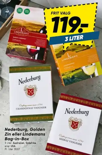 Nederburg, Golden Zin eller Lindemans Bag-in-Box