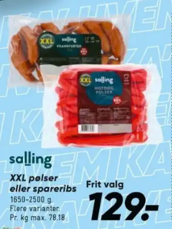Bilka XXL pølser eller spareribs tilbud