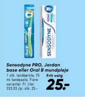 Bilka Sensodyne PRO, Jordan base eller Oral B mundpleje tilbud
