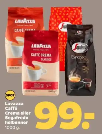Netto Lavazza Caffé Crema eller Segafredo helbønner tilbud