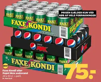 Netto Faxe Kondi eller Pepsi Max sodavand tilbud