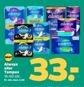 Netto Always eller Tampax tilbud