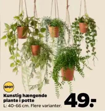 Netto Kunstig hængende plante i potte tilbud
