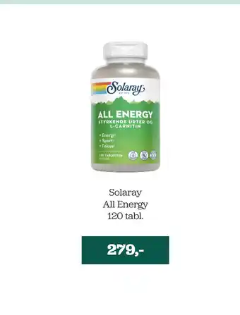 Helsemin Solaray all energy 120 tabl tilbud