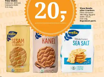 Dagli'Brugsen Wasa runda eller crackers tilbud