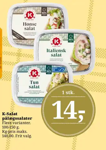 Dagli'Brugsen K-salat pålægssalater tilbud