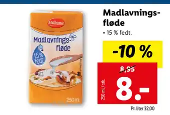 Lidl Madlavningsfløde tilbud