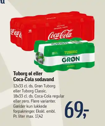 Føtex Tuborg øl eller coca-cola sodavand tilbud
